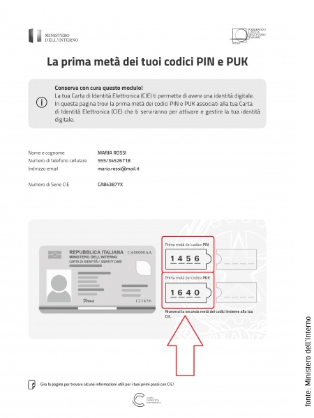 Pin e Puk della CIE rilasciati dall'operatore